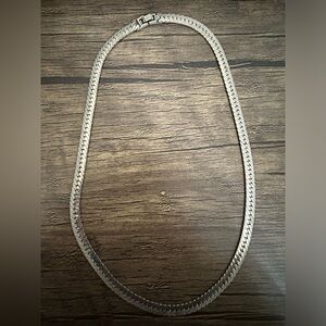 Silver Tone Herringbone Style Chain Necklace
